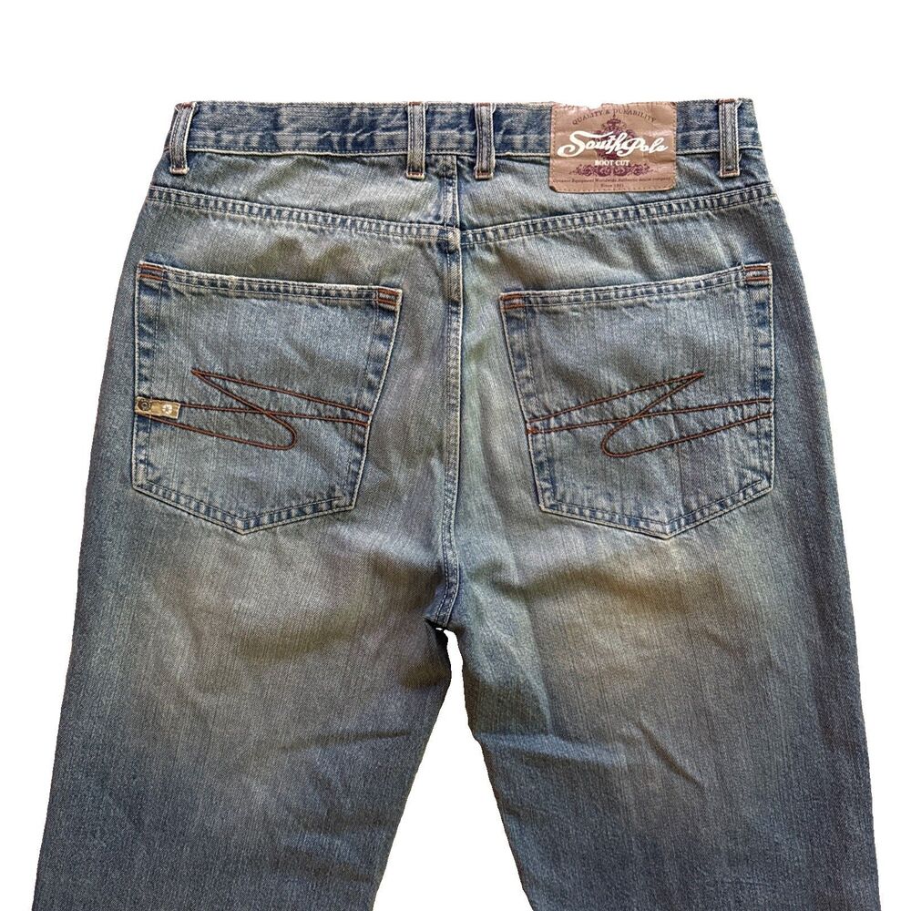 Y2K Southpole Bootcut Jeans Mens 32x32 Blue Denim Wide Leg Western Streetwear